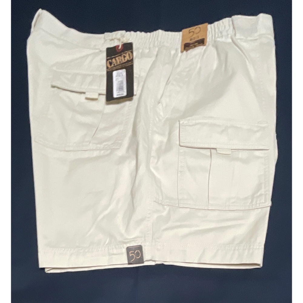 NWT Mens Roundtree & Yorke Khaki Cargo Shorts Flat Front Size 50